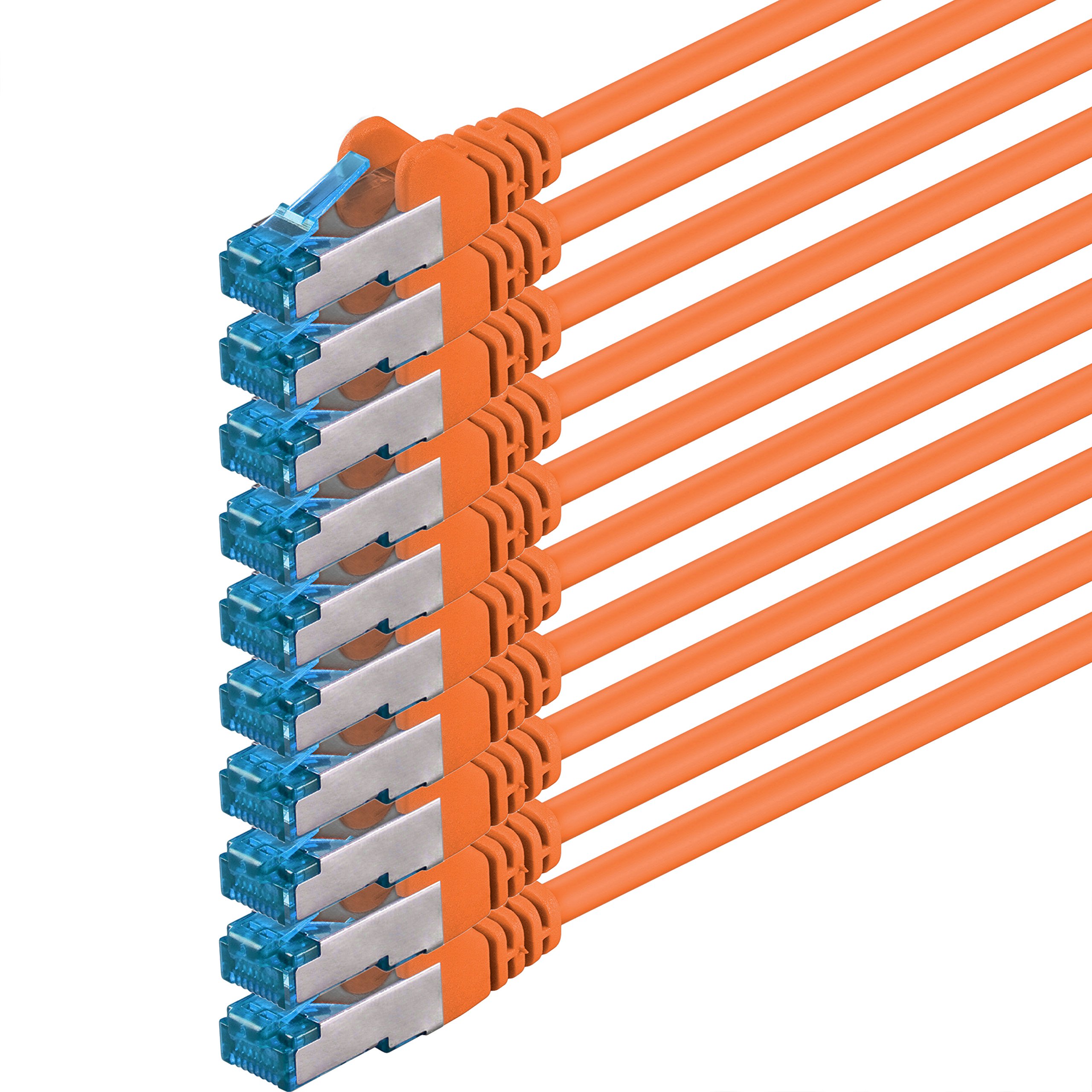1aTTack.de 2m - CAT6a - network cable orange - 10 pieces CAT 6 A patch cable 10000 Mbit s SFTP PIMF 500 MHz compatible with CAT5 CAT6 CAT7 DSL Internet Switch Router
