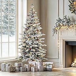 YITAHOME Potted Pre-Lit Flocked Arctic Fir Pencil