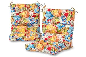 Greendale Home Fashions Outdoor 44 x 22-inch High Back Chair Cushion, Set of 2, Aloha Crimson 2 Count