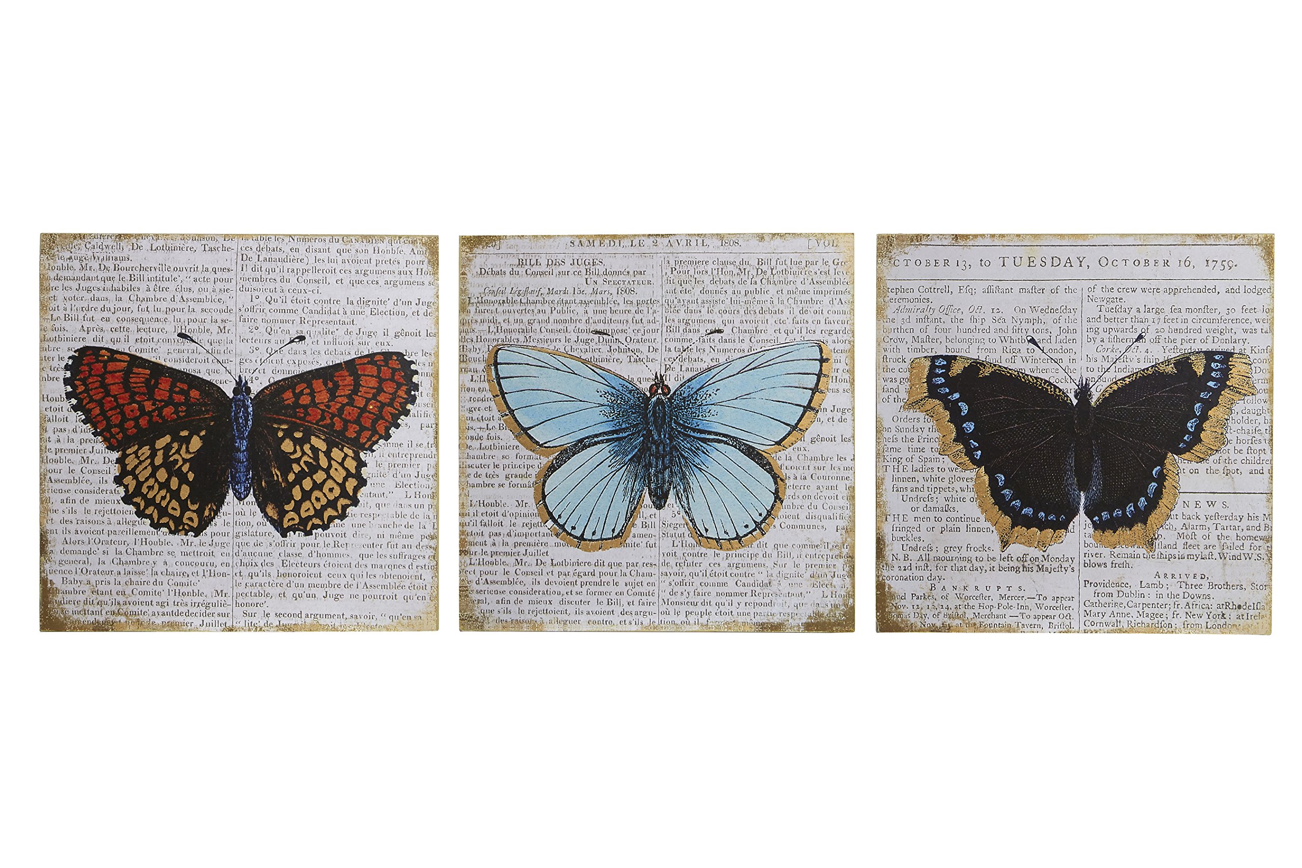 Premier Housewares Wooden MDF Home Decor Accessories Hallway Decor Quotes Plaques Butterfly Wall Plaques With Quotes Set of 3 20 X 20 X 1 Cm