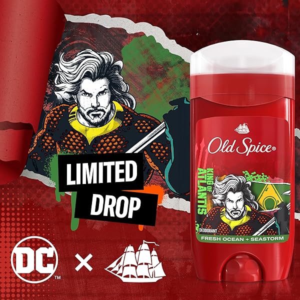 OLD SPICE ALUMINUM FREE DEODORANT FOR MEN, 24/7 FRESHNESS, LONG LASTING PROTECTION, SMELL LIKE A HERO, AQUAMAN, FRESH OCEAN AND SEASTORM SCENT, 3 OZ