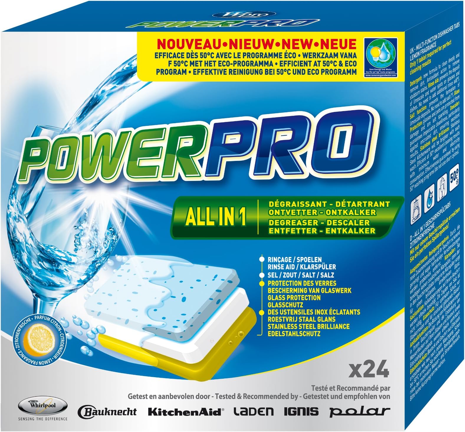 Wpro Dishwasher Tablets All-In-One (24 Tablets Per Box)