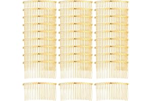 Cinaci 30 Pack Gold Metal Hair Side Combs Slide Bun Holder with 20 Teeth DIY Headpieces Clips Grips Barrettes Accessories for Women Girls Brides Veil (Gold)