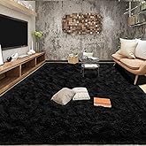 Tepook Area Rugs 8x10 for Living Room, Super Soft Fluffy Rugs for Bedroom, Modern Shaggy Rug Fuzzy Carpets for Kids, Plush Indoor Nursery Home Decor Rug with Non-Slip Bottom, Black