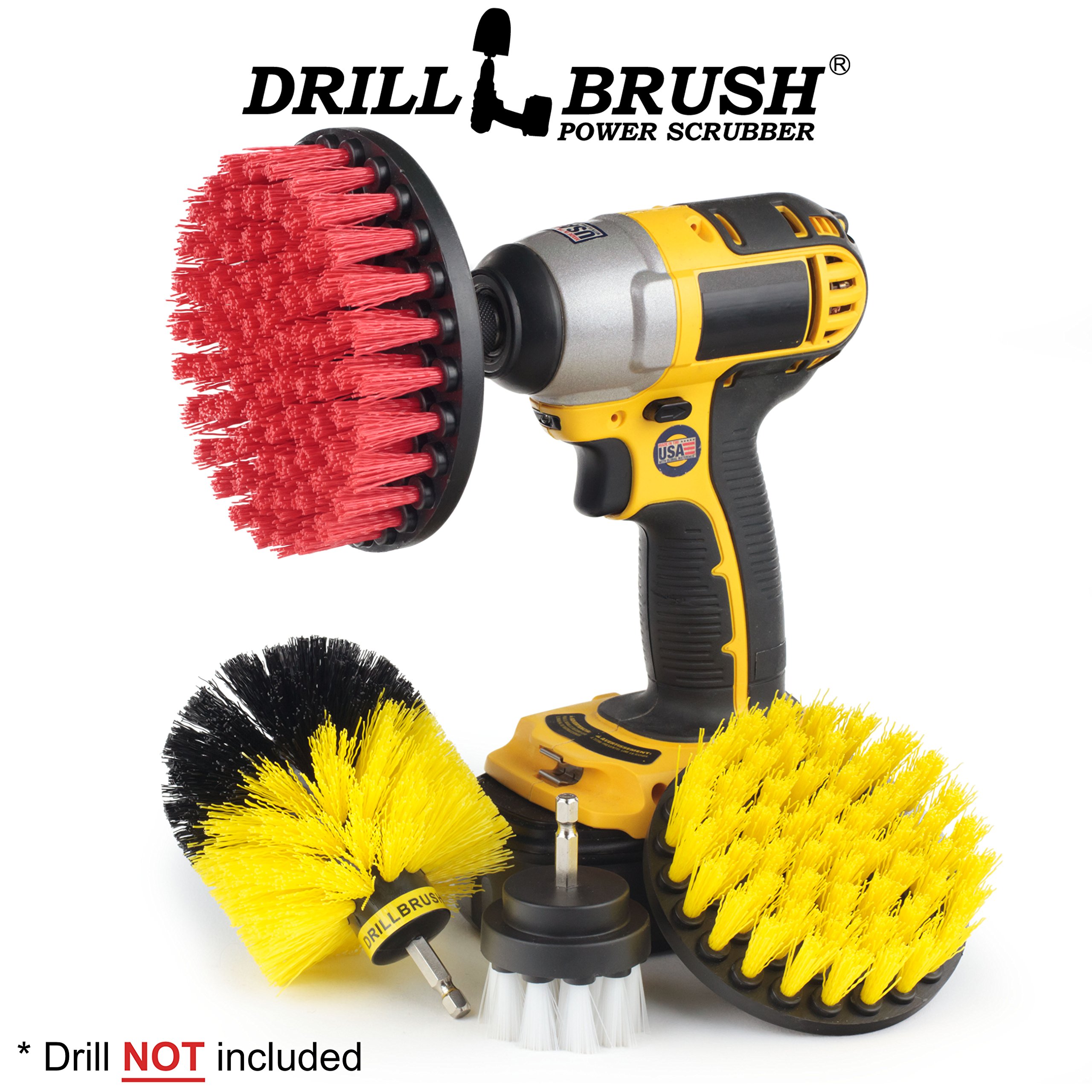 Drillbrush 4 Piece Scrub Brush Drill Attachment Kit Drill Powered