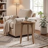 VASAGLE Side Table, 1-Tier Small Round End Table, Nightstand | 15.7 x 15.7 x 20 Inches, Tapered Legs, Curved Transitions, for Small Spaces, Honey Brown, MAEZO Collection ULET237KB01S