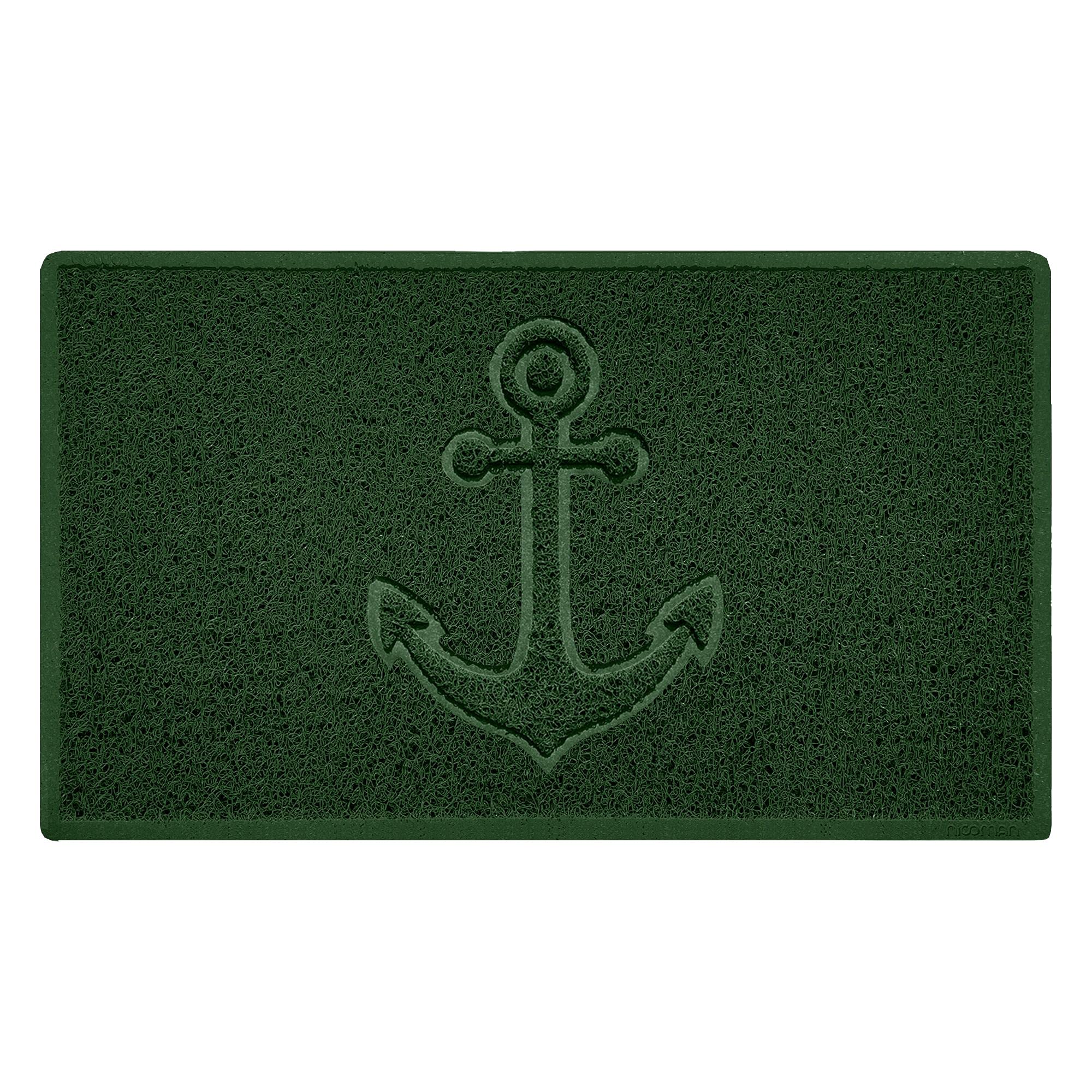 Nicoman Anchor Embossed Shape Door Mat Dirt-Trapper Washable Barrier Doormat-(Use Indoor or Sheltered Outdoor)-(75x44cm/29.5x17.3inches,Medium) Green