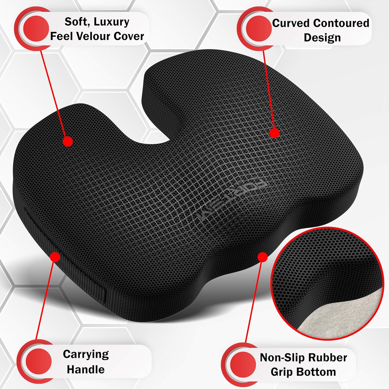FORTEM Seat Cushion & Lumbar Support for Office Chair, Car, Wheelchair, Memory Foam Pillow, Washable Covers (Grey): Health & Personal Care