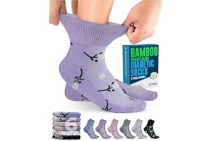 Doctor's Select Bamboo Viscose Diabetic Socks for Women & Men - 6 Pairs, Viscose Bamboo Socks Woman, Non Binding, Wide Top