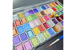 60-Color Metal Watercolor Paint Set, Portable Pearl Solid Watercolor Pigments, Ideal for Artists and Professionals, Excellent