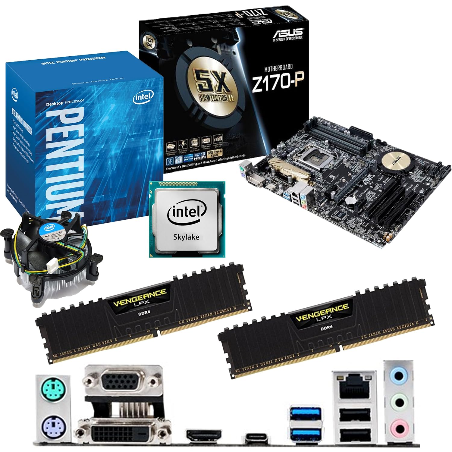 INTEL Skylake Pentium G4400 3.3Ghz, ASUS Z170P Motherboard & 16GB
