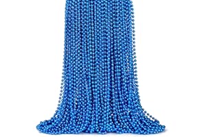 ZYFLSQ 100 Pcs 33" 7mm Metallic Blue Beads Necklaces, Bulk Mardi Gras Beaded Necklaces, Party Beads Costume Necklaces