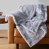 Amazon Basics Fuzzy Faux Fur Sherpa Throw Blanket, Frosted Gray, 50 in x 60 in