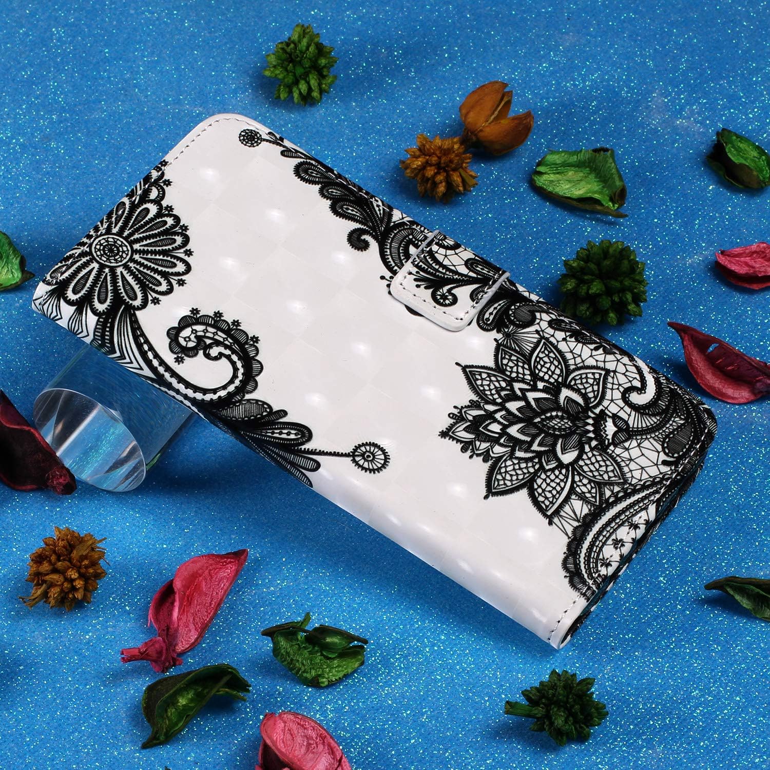 Schwarz Blumen Surakey Kompatibel Mit Handyhulle Samsung Galaxy S10 Hulle Pu Leder Tasche Handy Schutzhulle Flip Case Retro Bunt Lederhulle Brieftasche Wallet Cover Kartenfacher Stander Kreditkartenhullen Koffer Rucksacke Taschen