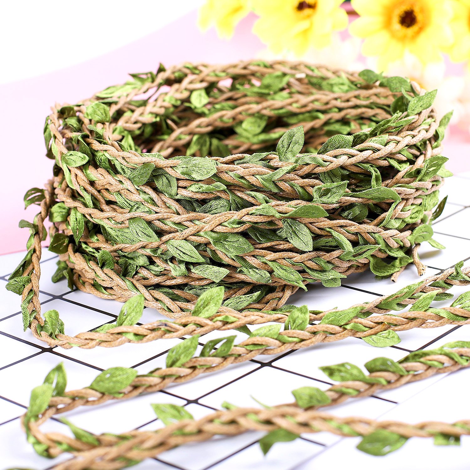 Whaline 98 Feet Artificial Vines Fake Foliage Ivy Leaf Plant Garland Rustic Vines for Wedding Party Home Wreaths Decor