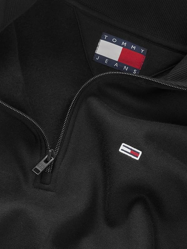 Sudadera con Cremallera Hombre Fleece con Cuello Medio, Negro (Black), L