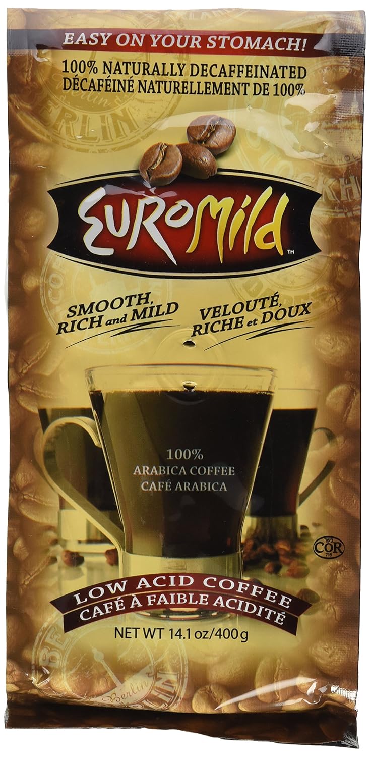 Euromild Low Acid Ground Coffee DECAFFEINATED (14.1 OZ.) Low Acid Coffee Decaf