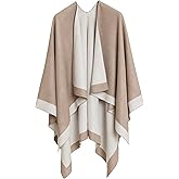 Women's Shawl Wrap Poncho Ruana Cape Cardigan Sweater Open Front for Travel Flight Cruises