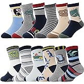 ANTSANG Baby Boys Grips Socks Kids Toddlers Infants Non Slip/Anti Skid Crew Cotton Socks