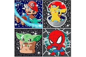 JACRAFTNE Diamond Art Kits for Kids - 4 Pack Diamond Art Painting Kits - Arts and Crafts for Kids Ages 8-12 - Diamond Art Mosaic Kits for Adults Beginner - GEM Art for 5 6 7 9 10 Year Old Girls Boys Gifts