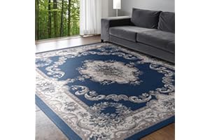 Tayse Jolie Navy 4x6 Rectangle Area Rug for Dorm, Kids, Baby, or Nursery Room - Traditional, Oriental | Blue, 3'11'' x 5'3''