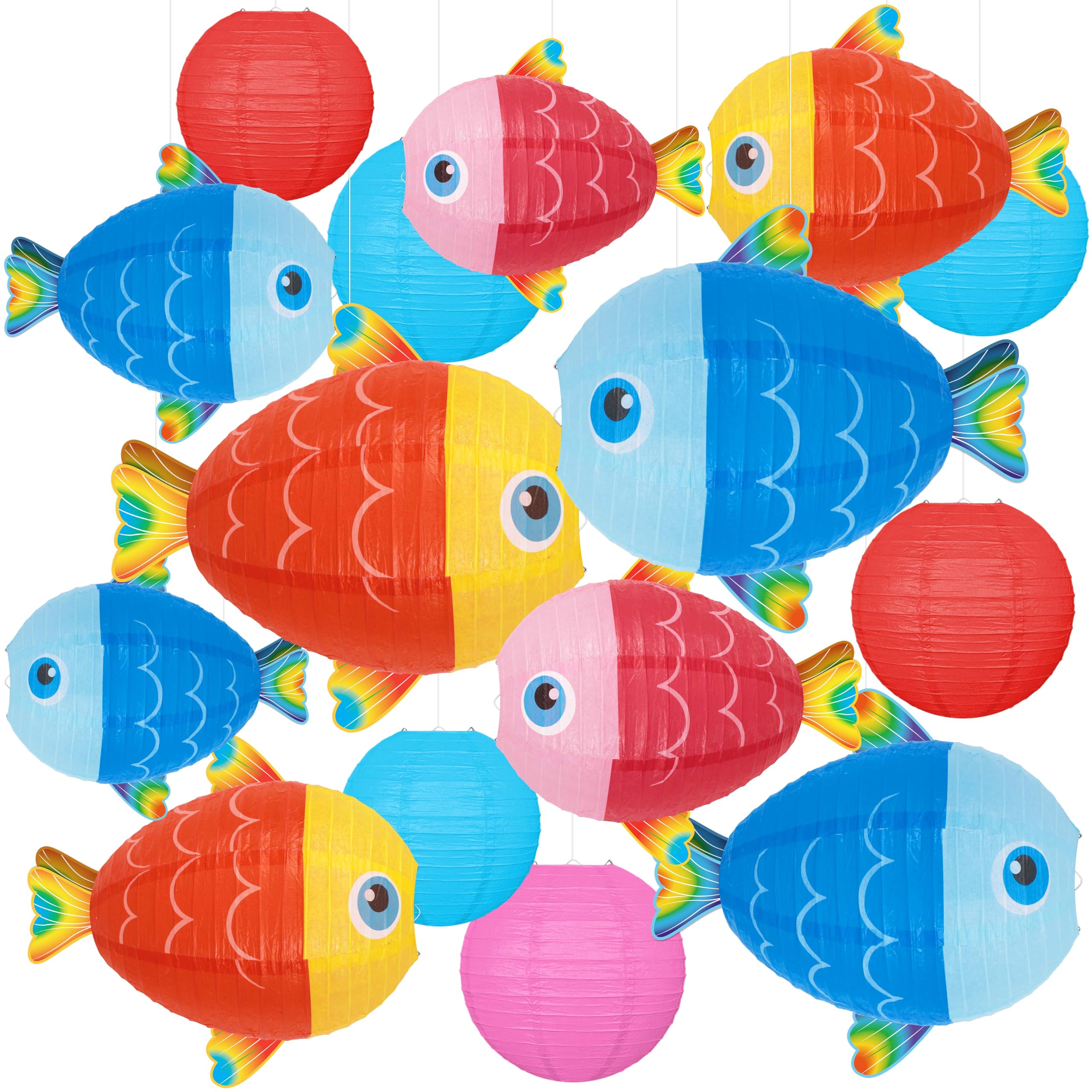 Photo 1 of 15Pcs Under The Ocean Sea Fish Party Decorations Paper Hanging Lanterns : Fishing Theme Decor for Beach, Summer, Mermaid, Luau, Hawaiian, Birthday Supplies