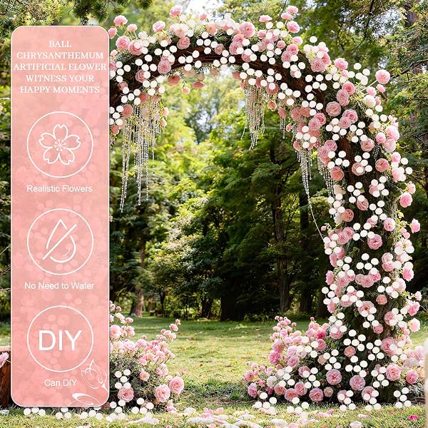 INQCMY ARTIFICIAL FLOWERS 12 PCS FAKE CHRYSANTHEMUMS FAUX KIKU FLOWER LONG STEM 20″ REALISTIC SILK POMPON MUMS FOR VASE WEDDING BOUQUETS CENTERPIECES HOME DECOR (WHITE)