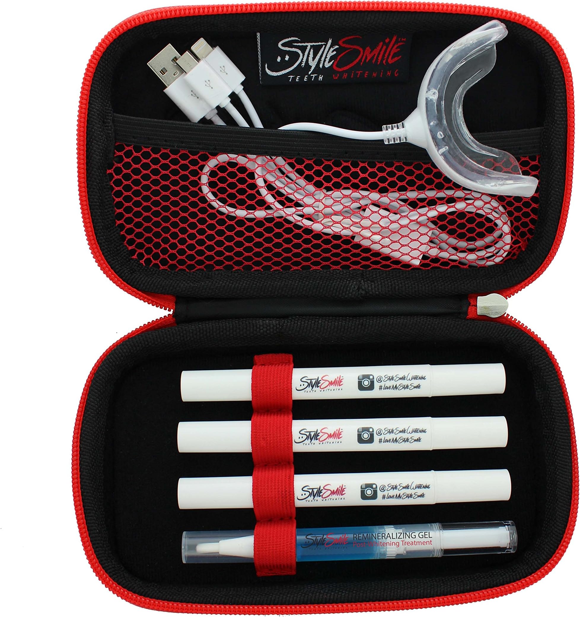 Rapid Results Teeth Whitening Kit - Includes Stain Remover 35% Carbamide Peroxide Whitening Pen - Powerful MAXX 16-LED Light Accelerator - Teeth Strengthening & Sensitivity Reducing Gel by StyleSmile