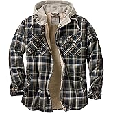 Legendary Whitetails Men's Hooded Shirt Jacket Plaid Flannel Berber Lined Polyfill Insulated