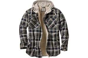 Legendary Whitetails Men's Hooded Shirt Jacket Plaid Flannel Berber Lined Polyfill Insulated