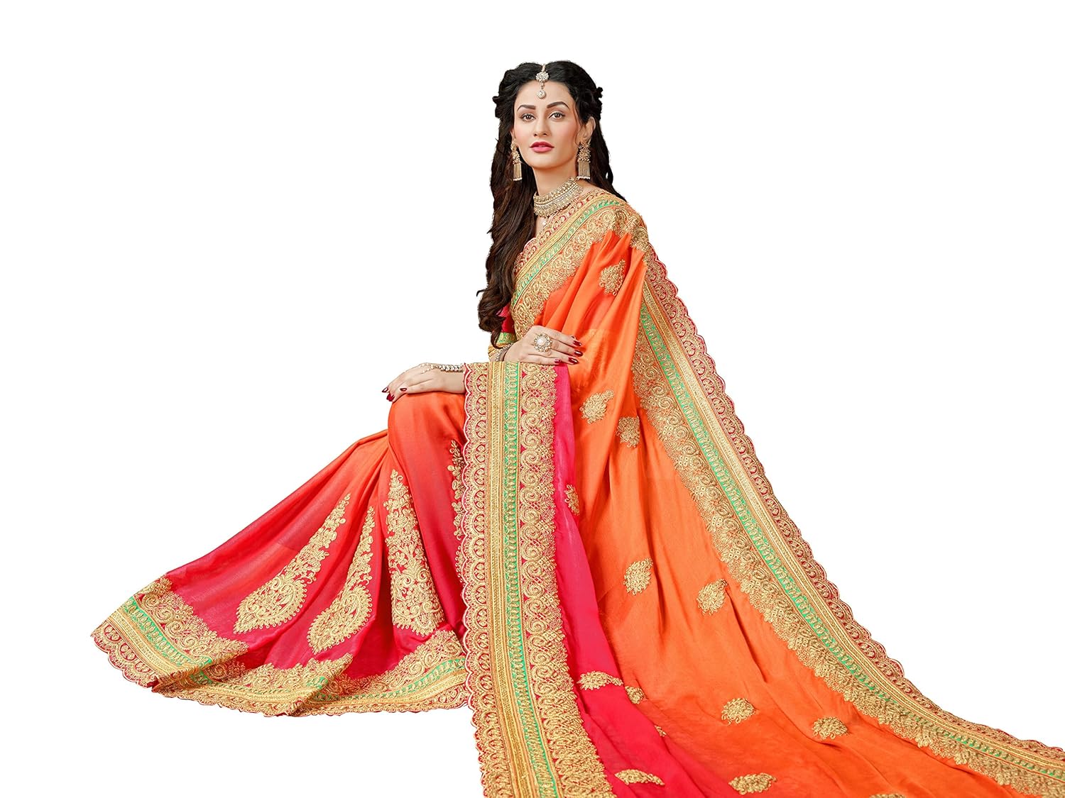 manohari embroidery multicoloured chiffon saree