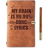 InnoBeta Music Lovers Gifts Embossed Journal Notebook, for Men Women on Christmas, Birthday, Travel Diary, Faux Leather, 7x5 Inches - Brain99