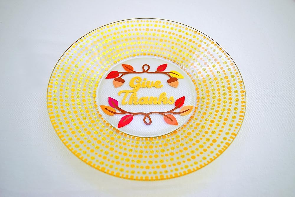 Thanksgiving Plates, Hand Painted Glass Handmade
