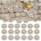 150Pcs 14mm Sew on Rhinestones Sunflower Flower Claw Rhinestones Crystal Glass Flatback Gold Base Glass Sew on Clothes Wedding Dresses Decoration Crafts(Crystal AB)