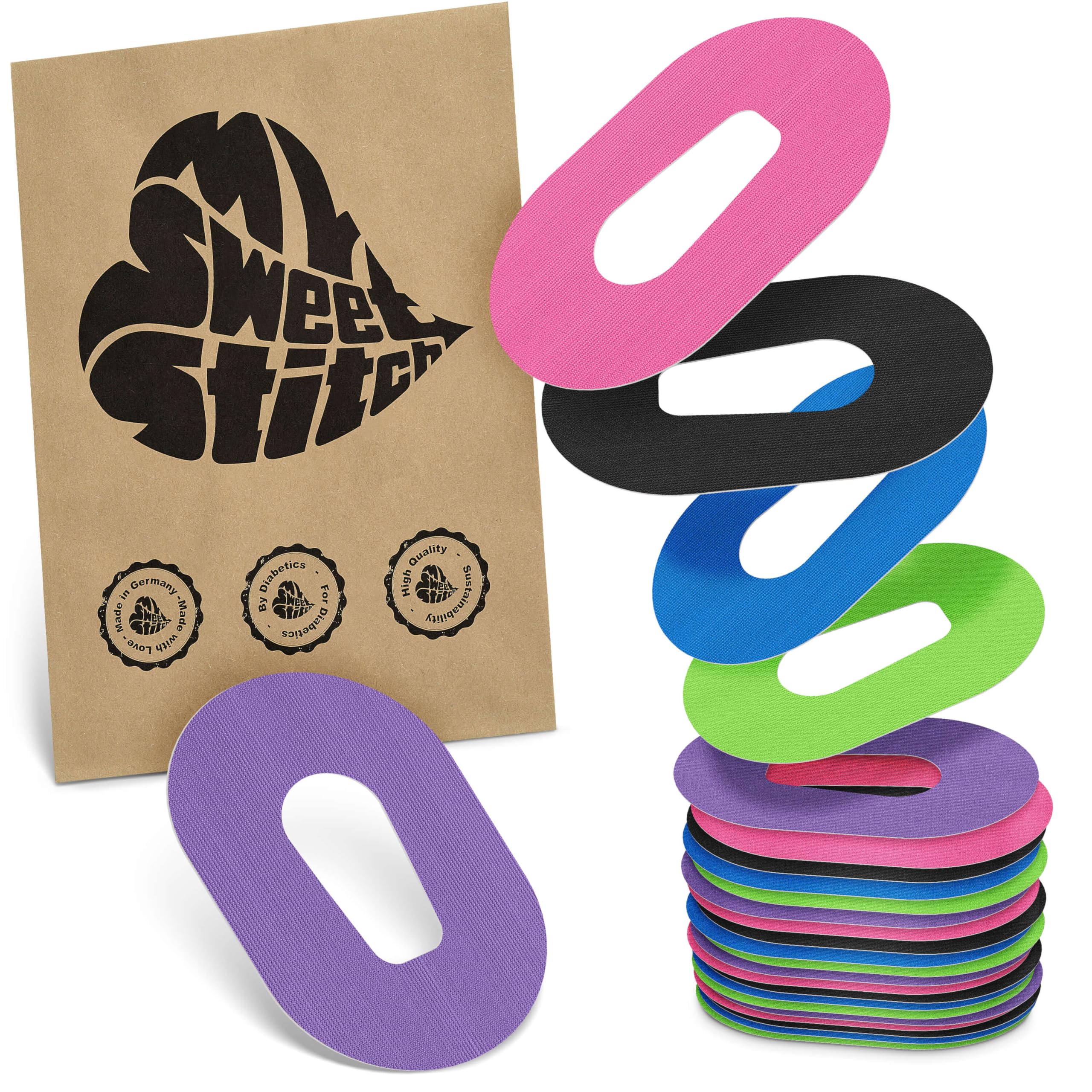 MySweetStitch - 25 x Dexcom G6 Patches, Overpatch Ø 70 x 55mm, Waterproof, Breathable, Skin-Friendly, Made in Germany, Rainbow