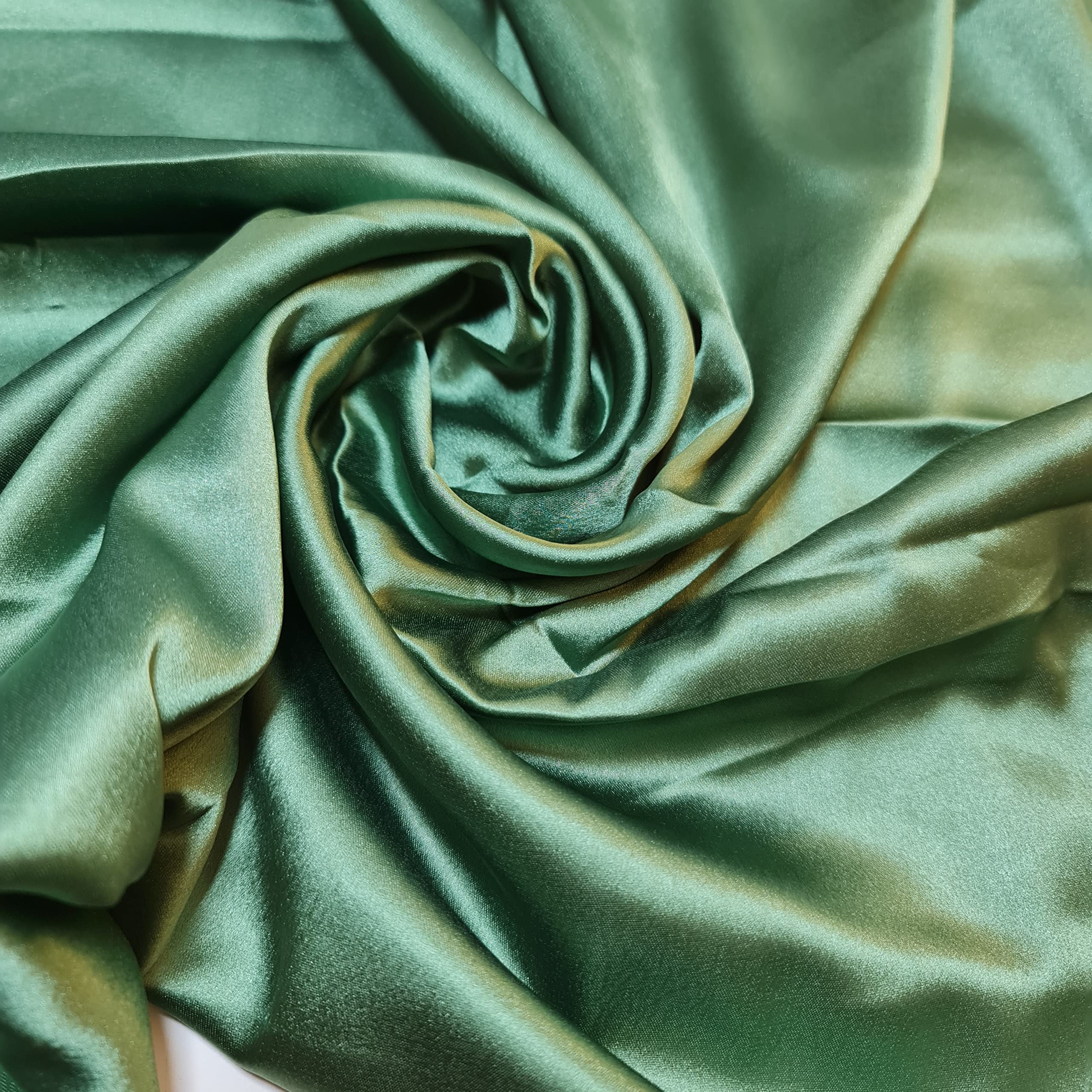 Glossy Charmeuse Silk Satin Bridal Dress Polyester Lining Craft Fabric 44" Meter (5 Meter, Dark Green)
