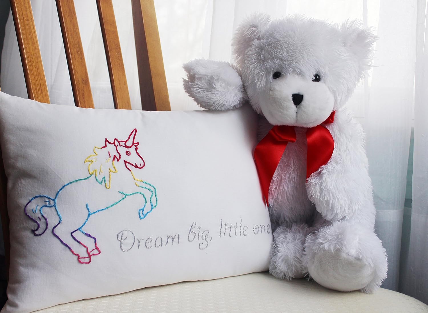 Amazon Com Dream Big Little One Hand Embroidered Unicorn Baby