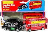 TB Diecast London Bus and Taxi Set Souvenir Moving Wheel Action view 1