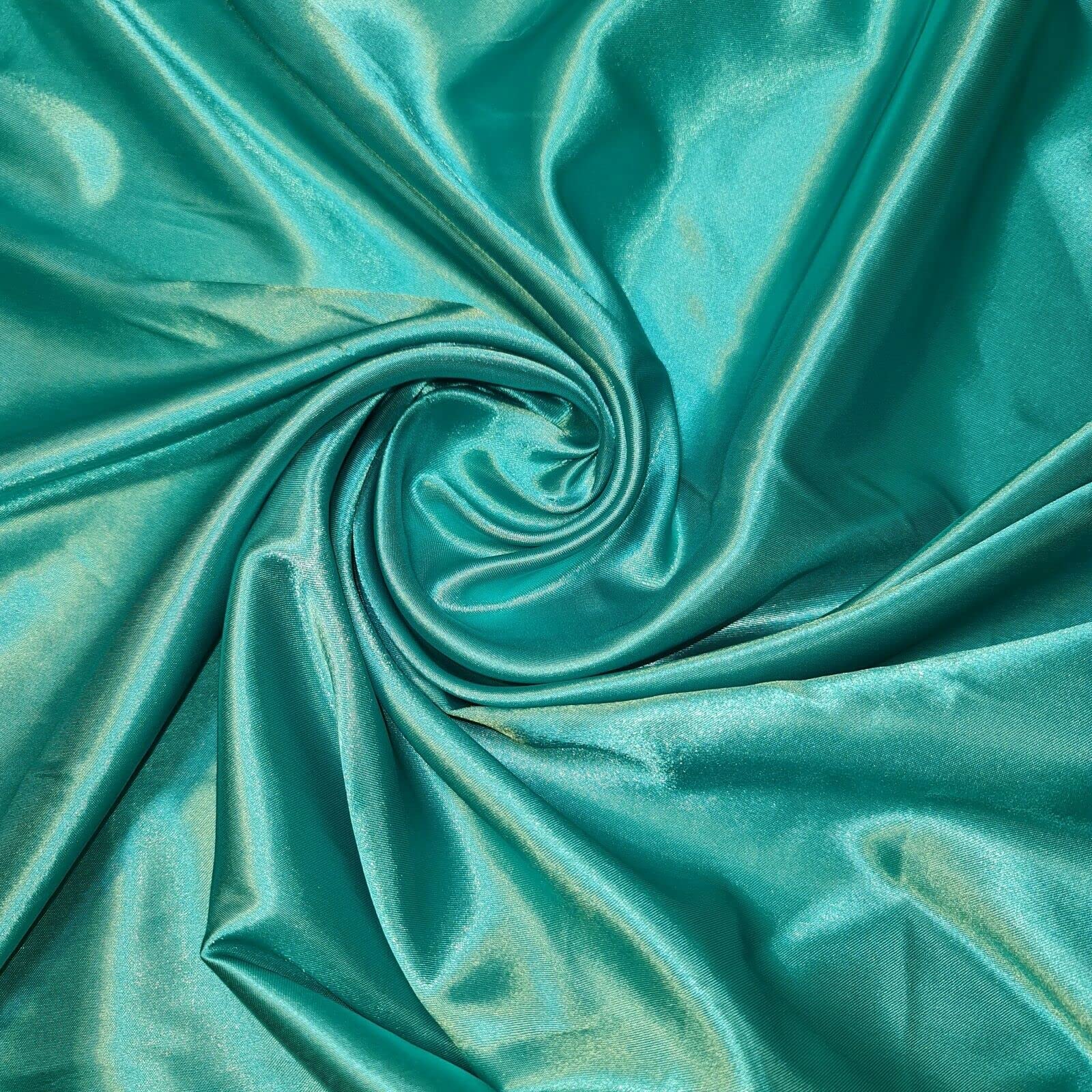 100% Polyester/Poly Silk Silky Satin Fabric, Dressmaking, Wedding, Prom - Dress Craft Fabric Material 58" - 150 cm Wide Sold As 1 Meter Pre - Cut Lengths (Cyan) — image 1