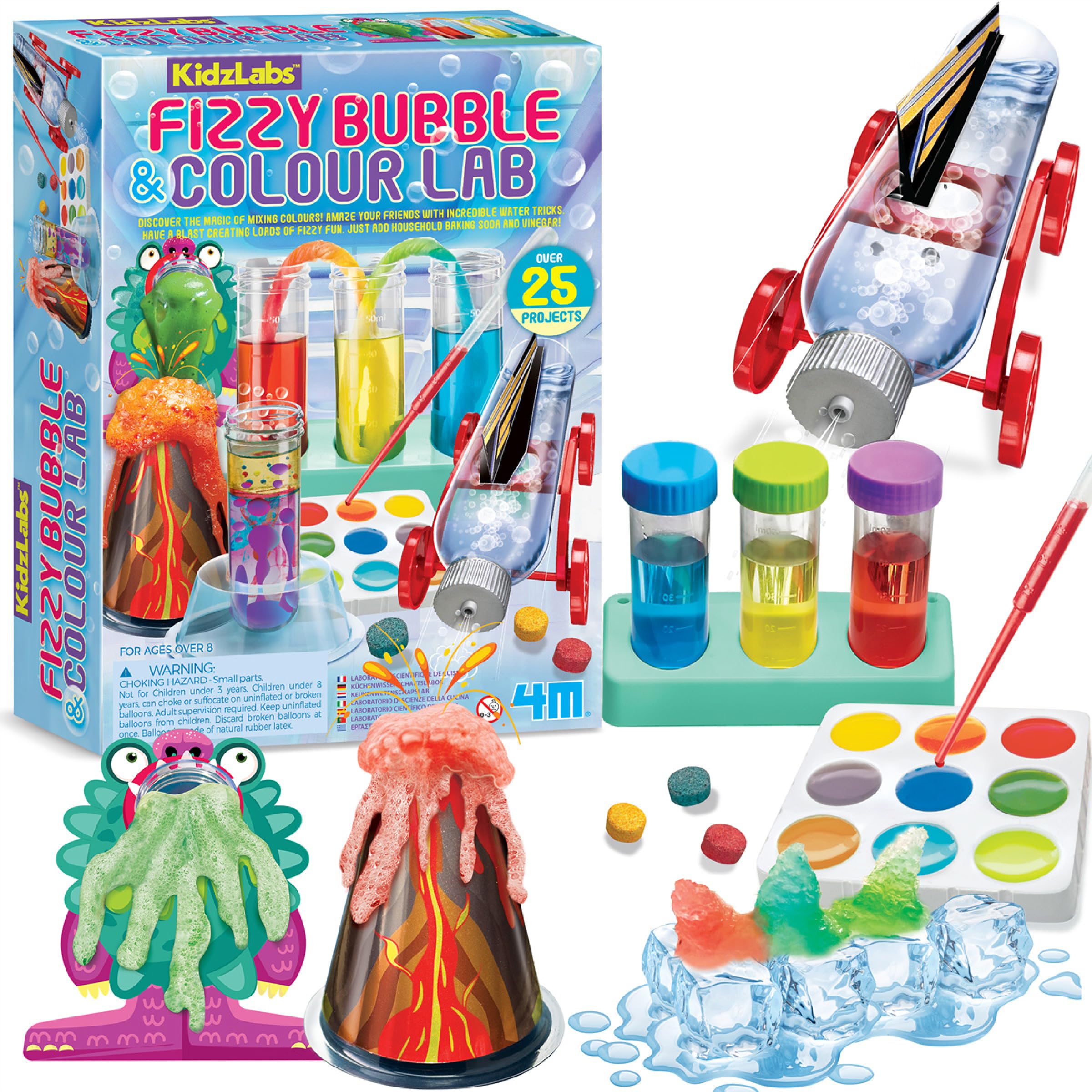 4M - Fizzy Bubble Lab, Fascinating Experiments with Vinegar & Baking Soda, Discover Science Playfully, Creative Learning Fun for Boys and Girls Ages 8+