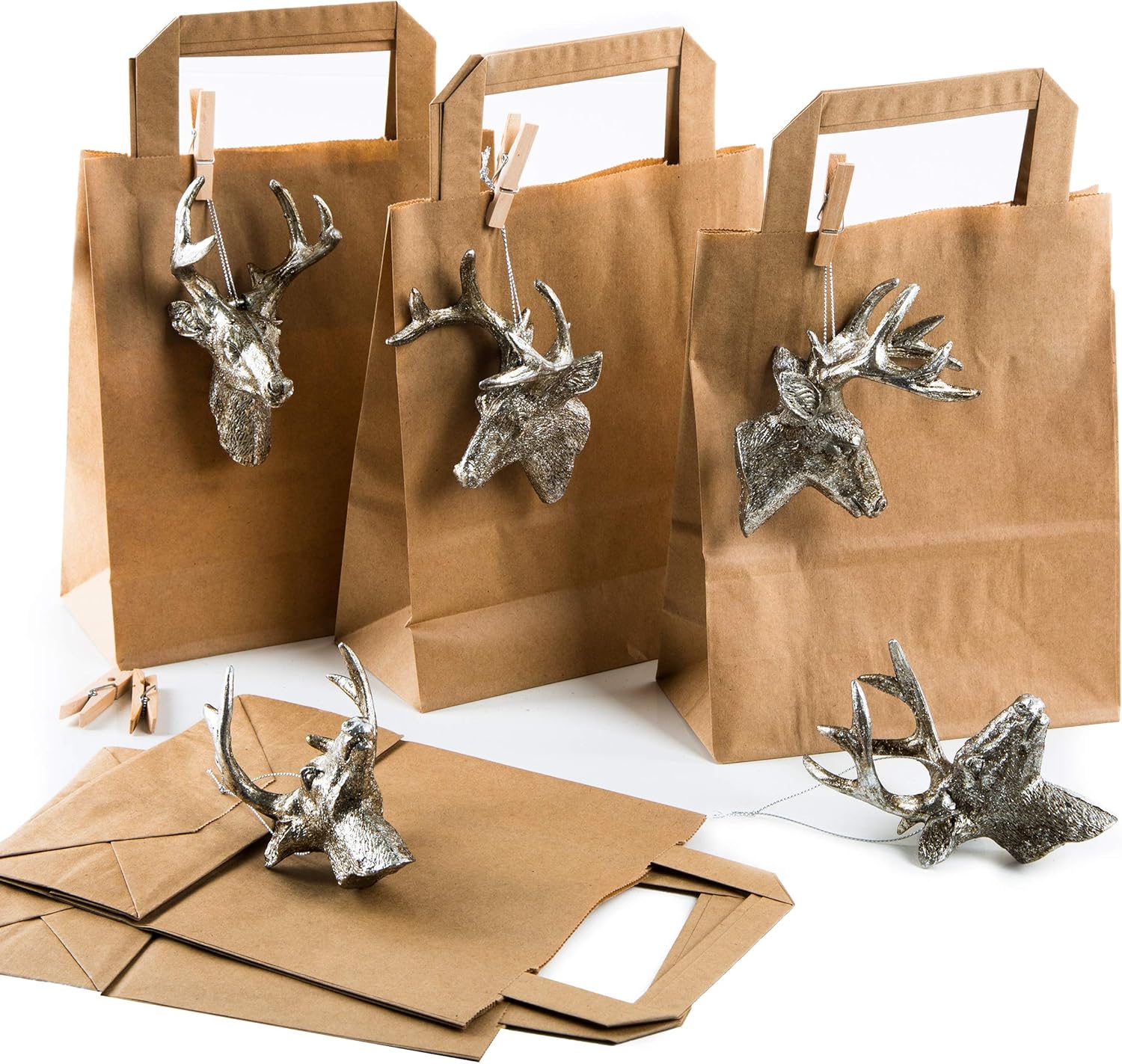 Logbuch Verlag 5 Cestini In Carta Kraft Marrone Con Manico Stabili Sacchetti Pasqua Natale 14 5 X 17 5 X 10 Cm Idea Confezione Regalo Regali Bambini Clienti Famiglia Promozionali Fai Da Te Bricolage Sacchetti