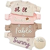 NAZENTI Personalized Baby Sweater, Custom Baby Name Sweater for Newborn with Hand-Embroidery & Monogrammed, Infant Pullover, Gifts for Toddler Boy Girl Birthday Christmas BabyShower