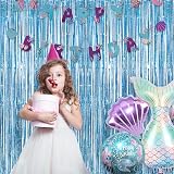 GREATRIL Blue Tinsel Curtain Backdrop 1m x 2.5m Pack of 2 view 4