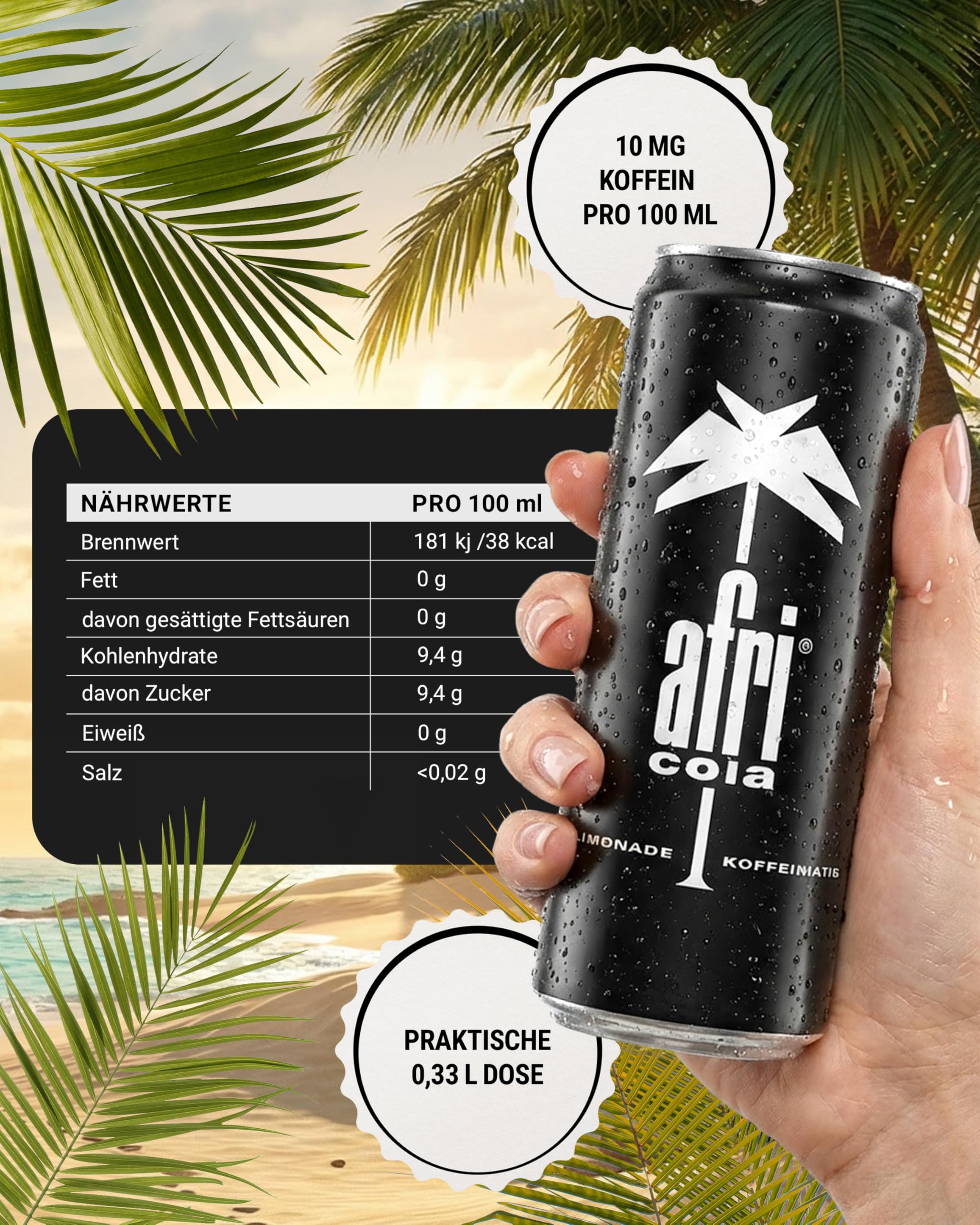 afri cola – Cola-Drink 24 x 330 ml in der Dose – Kultgetränk mit Zucker & vollem afri-Geschmack – Koffeinhaltige Cola-Limonade mit intensivem, einzigartigem Geschmack in praktischen Getränkedosen 2