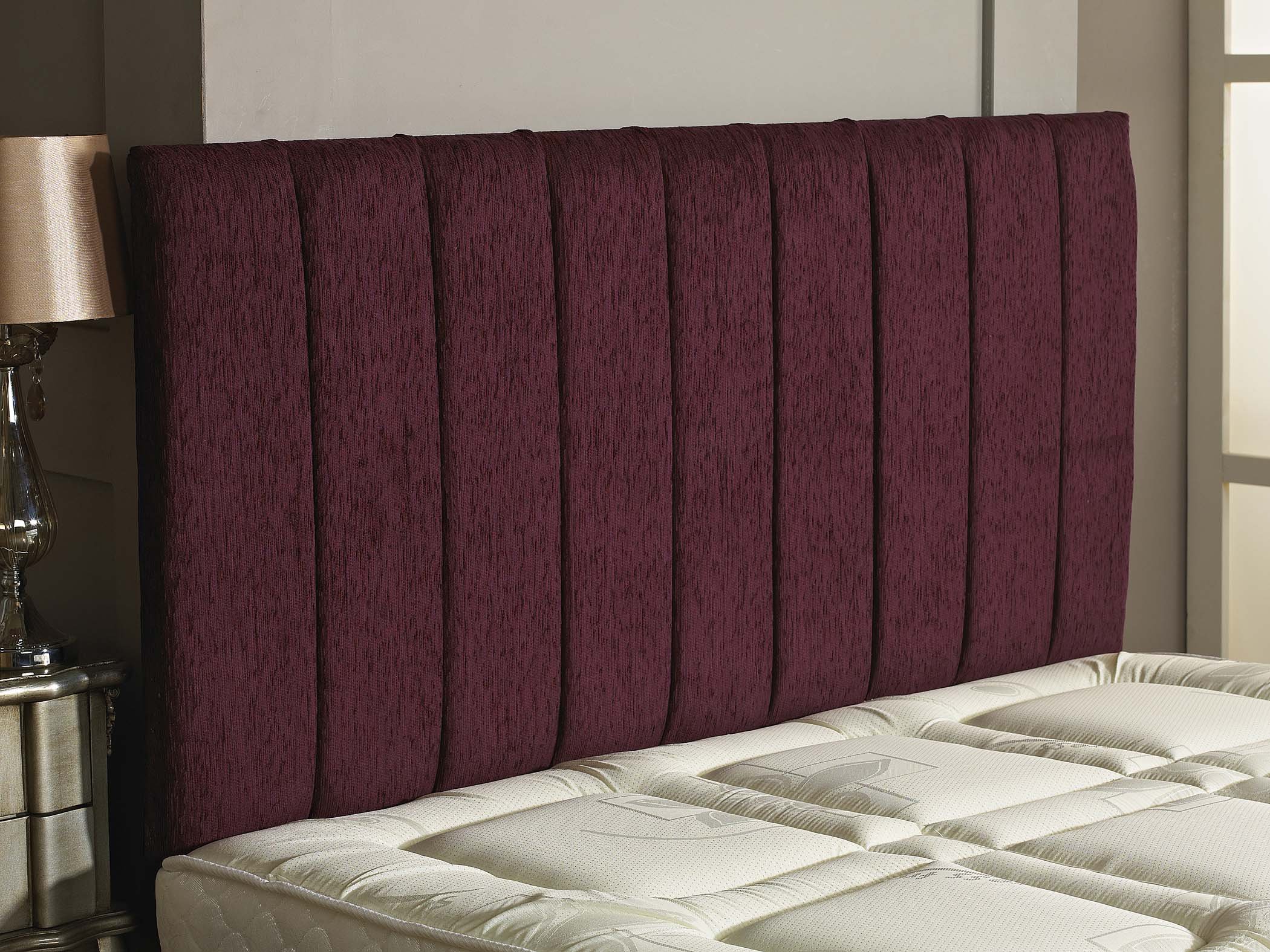 CROWNBEDSUK APOLLO CHENILLE HEADBOARD 2ft6,3ft,4ft,4ft6,5ft,6ft Maroon, 3ft (Single)