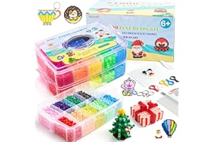 Fuse Beads, 21,000 pcs Fuse Beads Kit 22 Colors 5MM for Kids, Including 8 Ironing Paper,48 Patterns, 4 Pegboards, Tweezers, Beads Compatible Kit by INSCRAFT