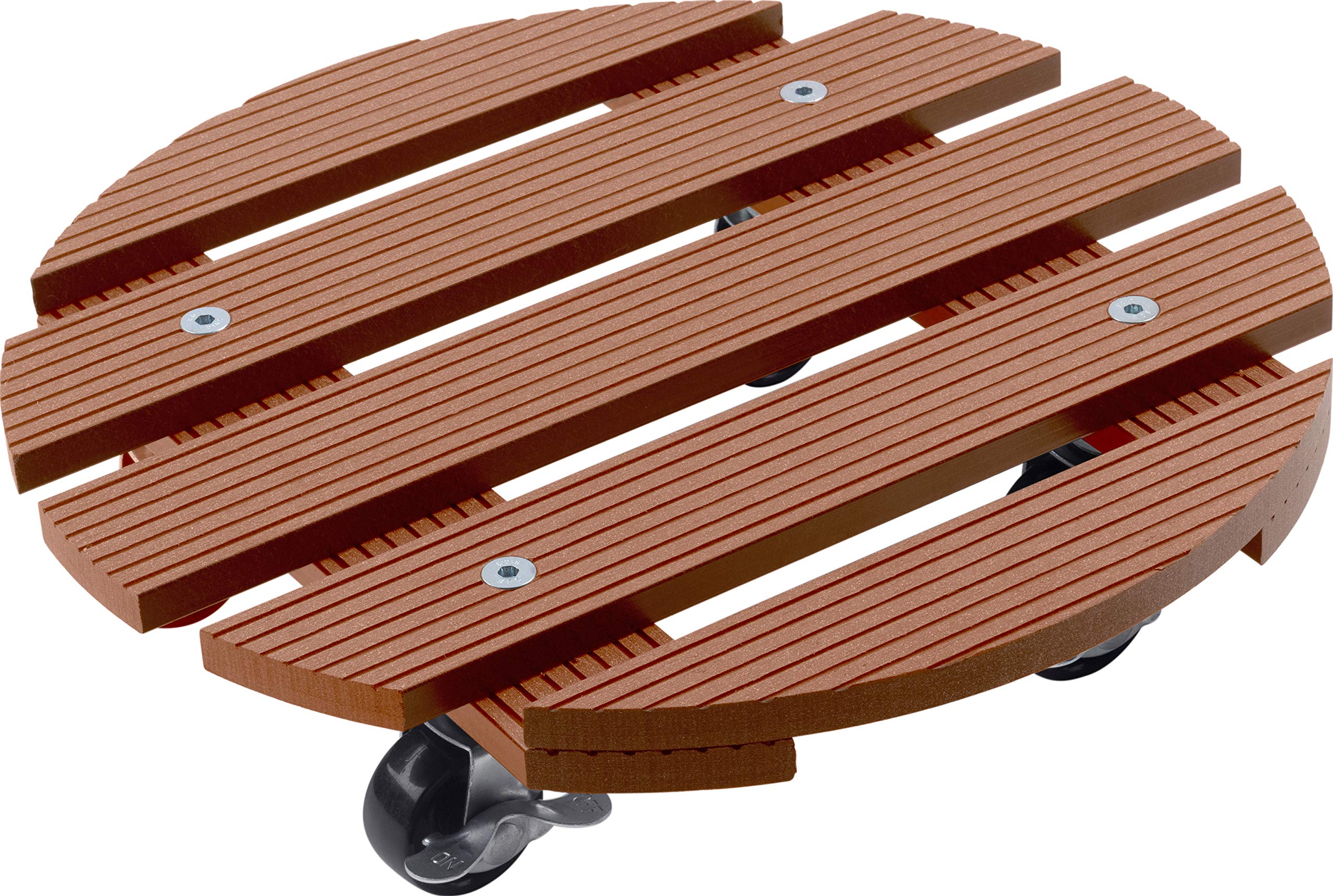 Metafranc WPC Plant Roller Diameter 300 mm - 60 kg Load Capacity Brown PP Wheels Locking Weather Resistant/Outdoor Scooter/Coaster with Wheels/Transport Aid for Plants / 825120