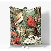 Cardinal Throw Blanket Soft Warm Cozy Christmas Cardinals Blankets Fuzzy Plush Fleece Cardinal Blanket Red Birds Gifts for Couch Bed Sofa Home Decor 40''X50''