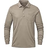 Tyhengta Men's Polo Shirt Long Sleeve Quick Dry Athletic Performance Shirts Pique Golf Shirt