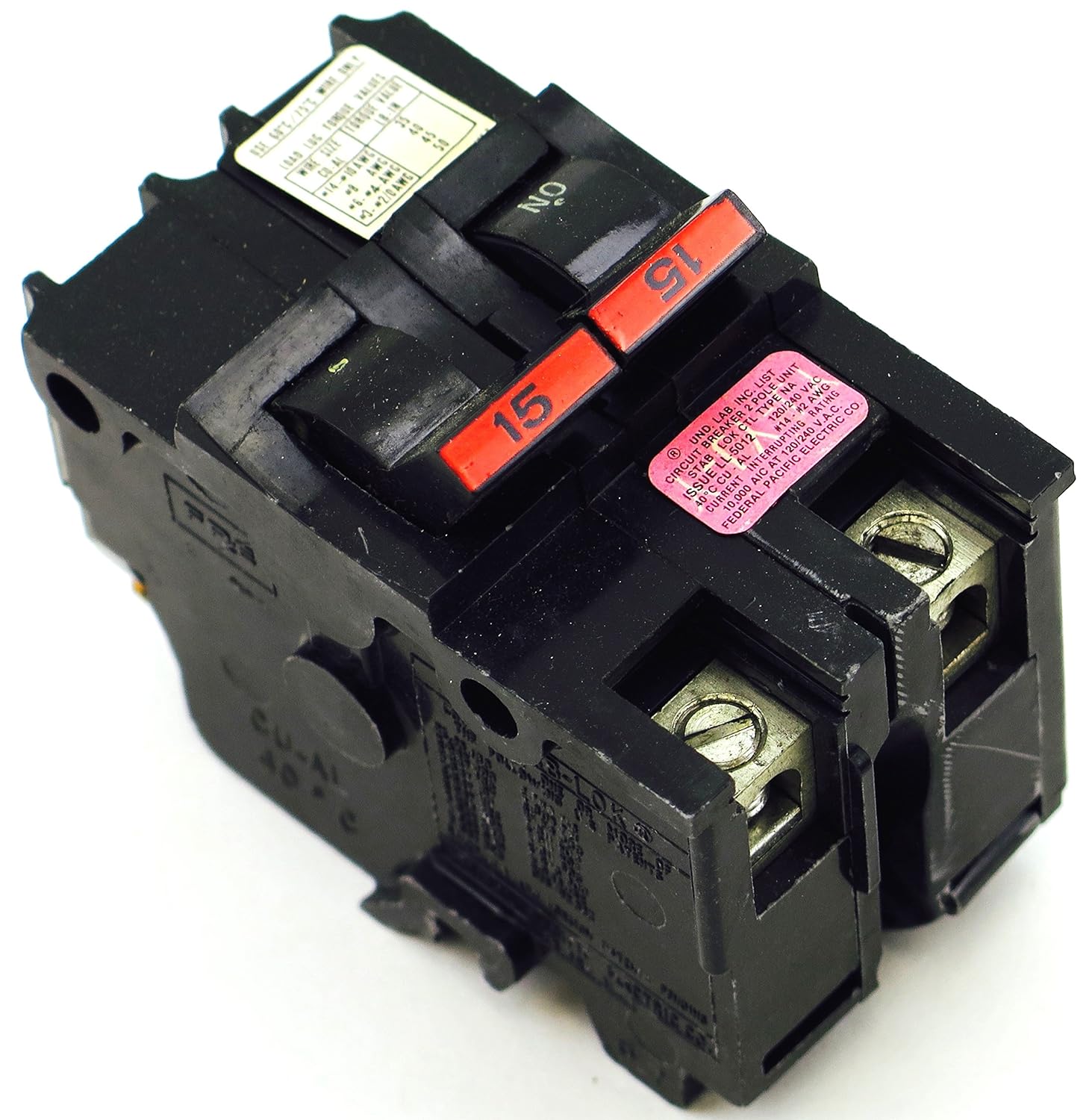 A NA215 STABLOK FEDERAL PACIFIC 15 AMP, 2 POLE FPE BREAKER 15A 2P